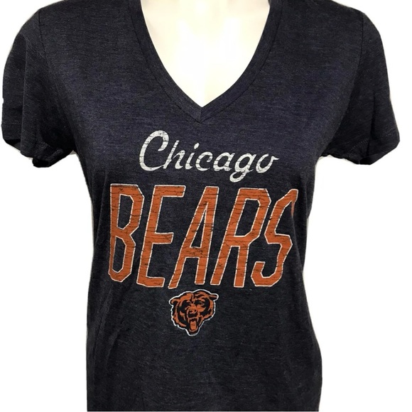 CHICAGO BEARS NFL Team Womens Navy Blue V Neck SS tee shirt Size Med NWT - Picture 2 of 7